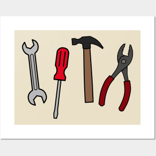 Carpentry tools cartoon illustration Posters and Art